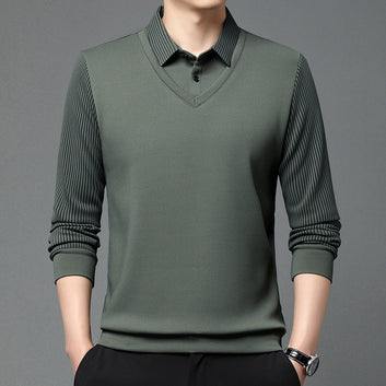 Men’s Business Casual Striped Sleeve T-Shirt
