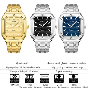 Men’s Stainless Steel Square Watch